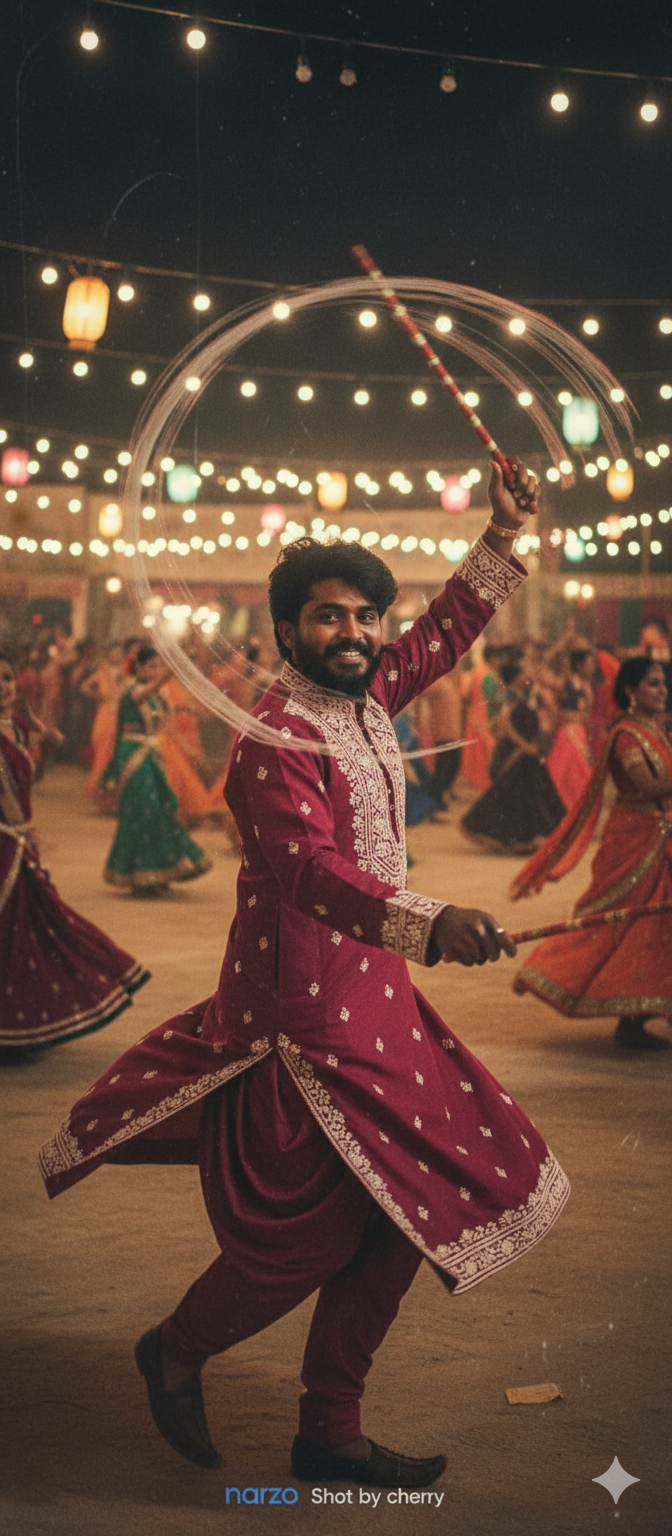 Playing dandiya